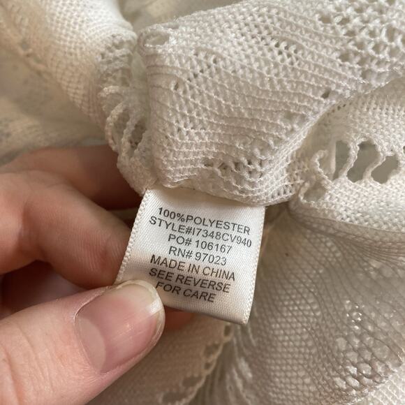 Women's Miken White Boho Pom Pom Poncho Cover-Up Size S‎ Flowy Beach Pool Summer - Picture 6 of 12